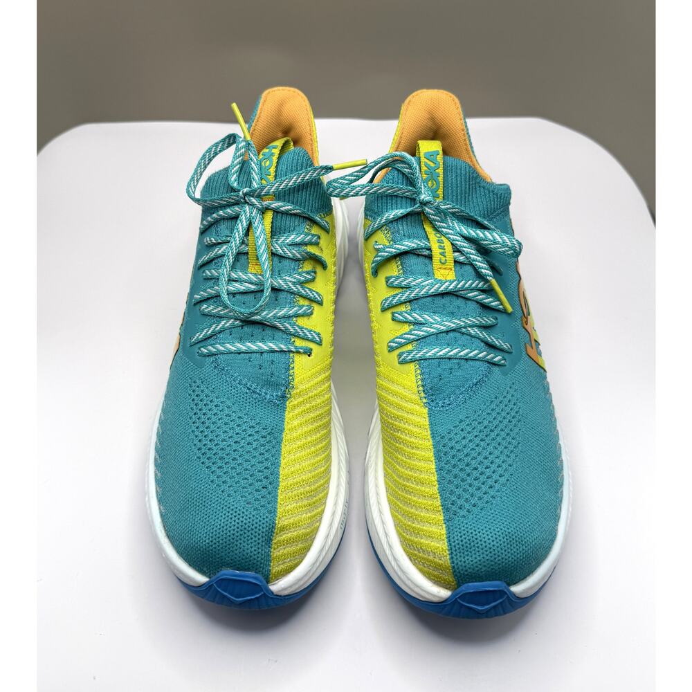 HOKA One One Carbon X 3 Shoes Men’s Sz 9.5B Teal Green Yellow Running Racing - Picture 7 of 10